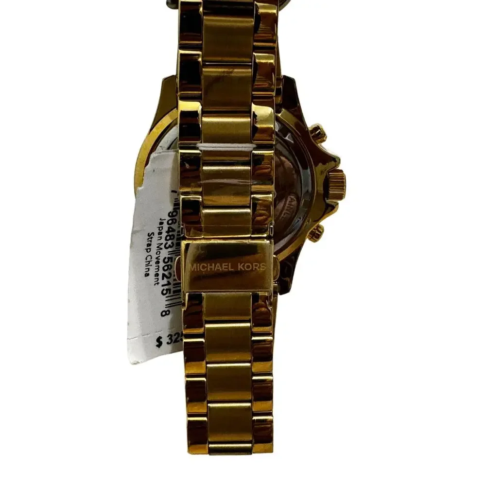 Michael Kors Everest Chronograph Gold Tone 42MM Turquoise Baguette Watch